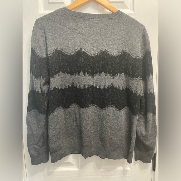 Banana Republic Women’s Sweater Lace Look Knit Black Size Medium Goth - Picture 7 of 9